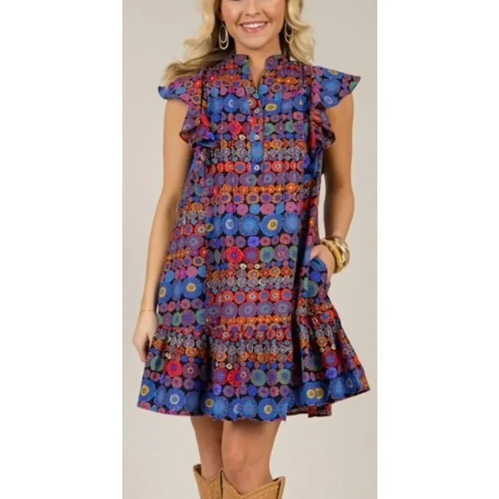 PINCH Floral Pintuck Mini Dress Sz. L
